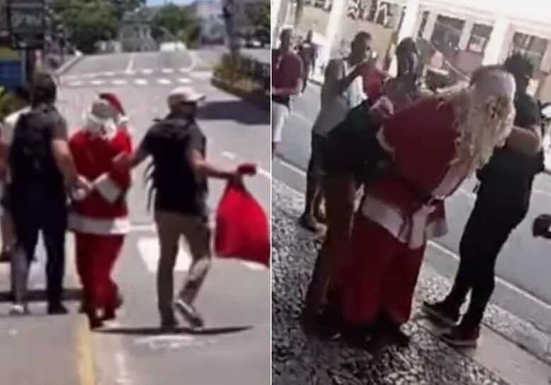 Homem vestido de "Papai Noel" sendo preso em Recife