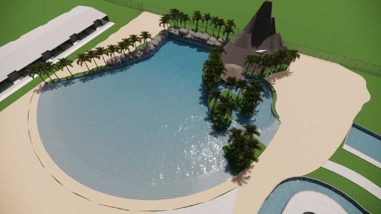A piscina de ondas terá 1.900 metros quadrados de espelho d'água.