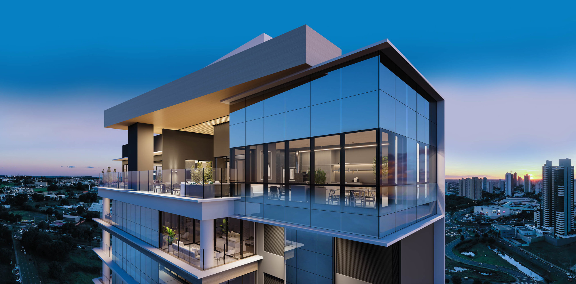 Rooftop conta com espaços incríveis como Sky Gourmet, Sky Bar, Lounge e Sky View.