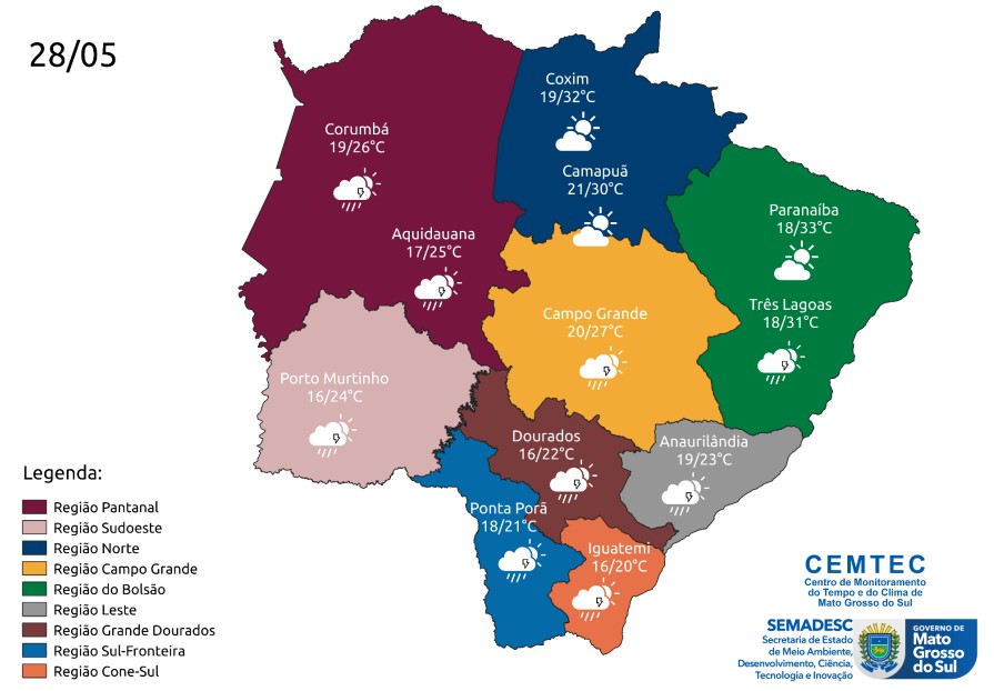 Domingo amanhece garoando e previsão é de frio e mais chuva - Cidades -  Campo Grande News