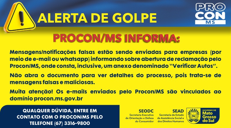 Procon alerta sobre golpe de email 'reclamação de consumidor