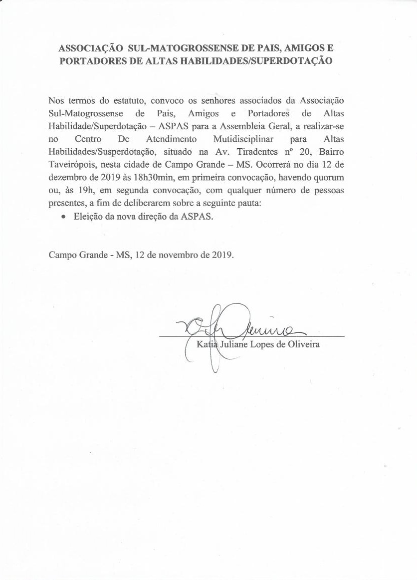 Edital de Convocação da Aspas